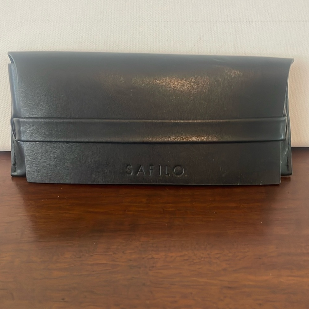 Safilo black leather soft shell eyeglasses sunglasses case